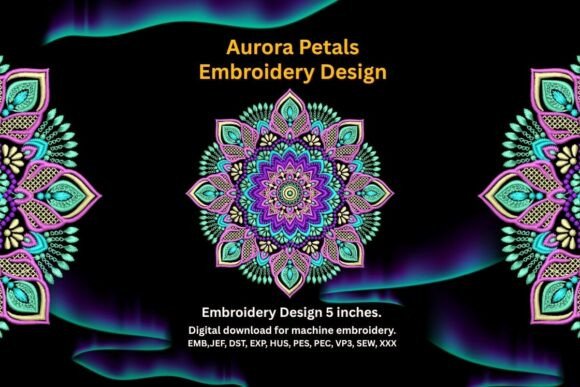 Aurora Petals Mandala Embroidery Design