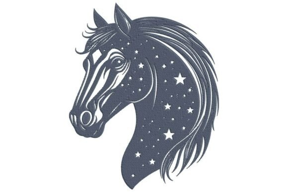 Celestial Night Sky Horse Embroidery Design