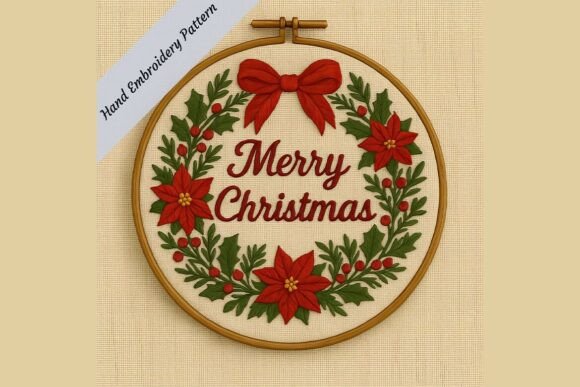 Christmas Wreath Hand Embroidery Pattern