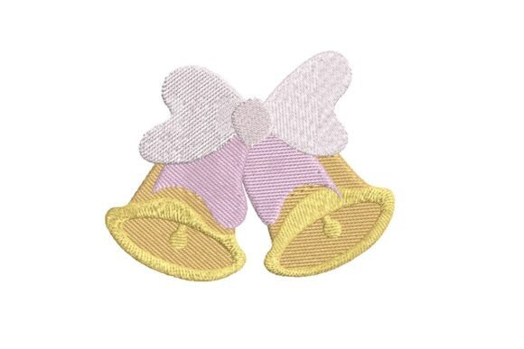 Classic Wedding Bells with Bow Embroidery Design