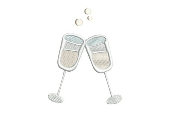 Clinking Champagne Glasses Celebration Embroidery Design