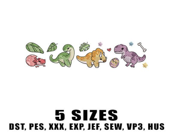 Dinosaur Kids Embroidery Design