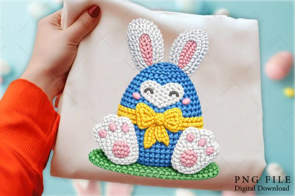Easter Egg Faux Crochet Embroidery PNG