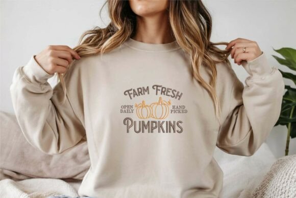 Farm Fresh Pumpkins Outline Embroidery
