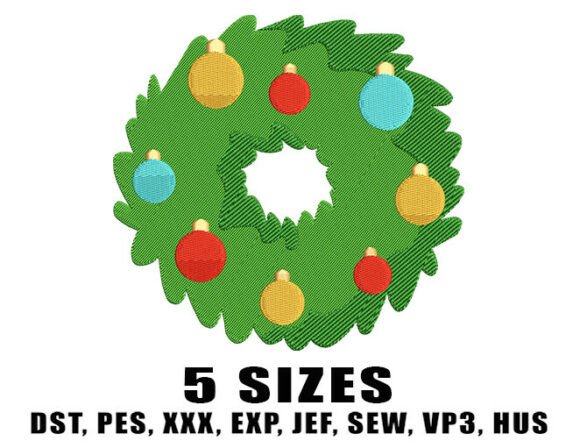 Festive Ball Wreath Embroidery Design