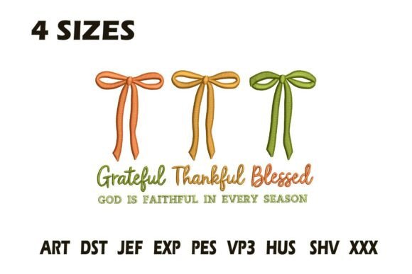Grateful Thankful Blessed Embroidery Design
