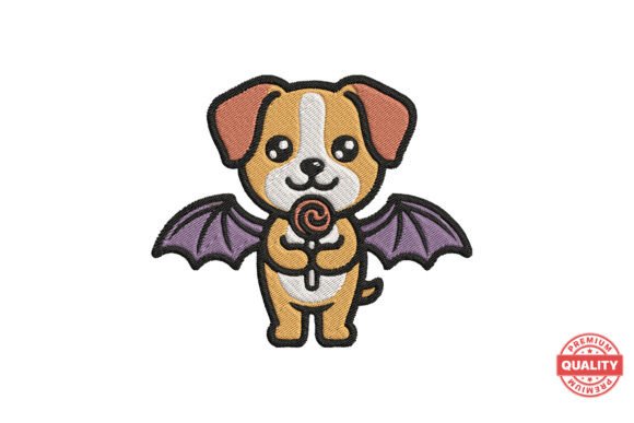 Halloween Bat Dog Embroidery