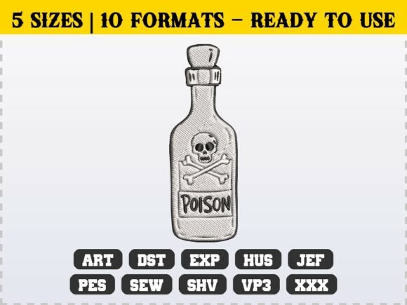 Halloween Skull Potion Bottle Embroidery