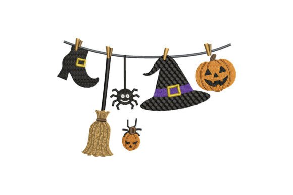 Halloween Witch Clothesline Embroidery