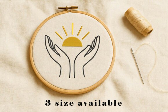 Hands Holding Sun Embroidery Design