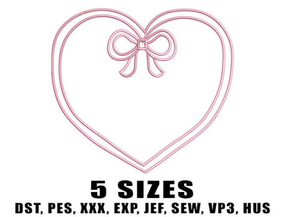 Heart Bow Frame Embroidery Design