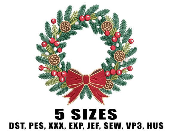 Holiday Wreath Frame Embroidery Design