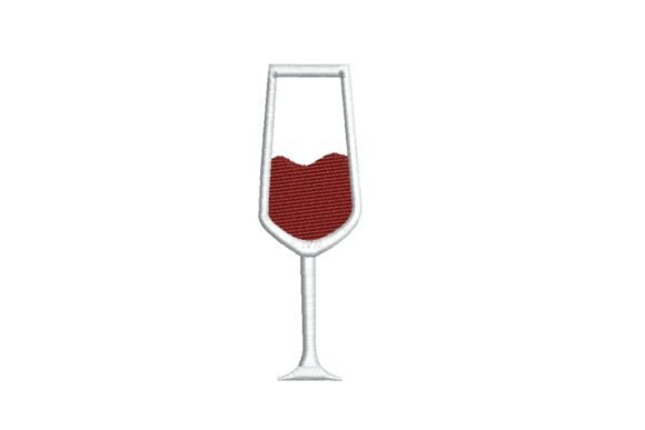 Modern Red Wine Glass Embroidery Design