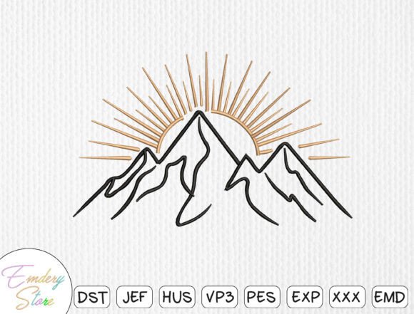 Mountain Sunrise Embroidery Design