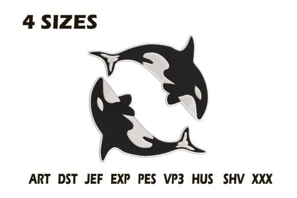 Orca Yin Yang Embroidery Design