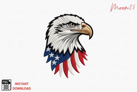 Patriotic Eagle Head Embroidery PNG
