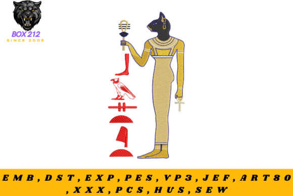 Pharaonic Cat Embroidery Design