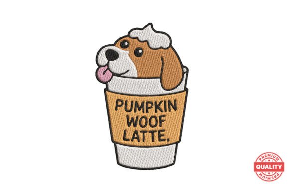 Pumpkin Woof Latte Dog Embroidery