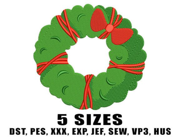 Red Bow Christmas Embroidery Design