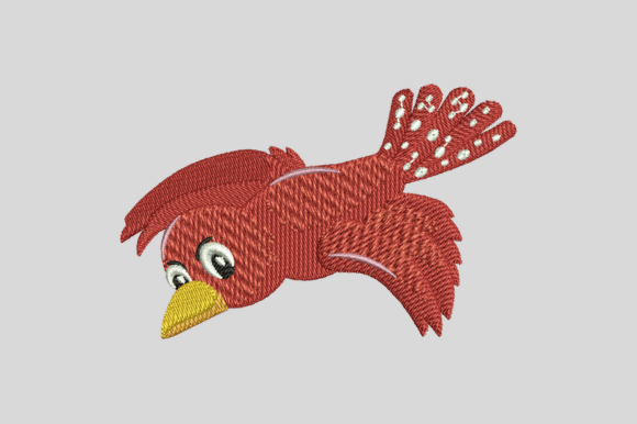 Red Flying Bird Embroidery Design