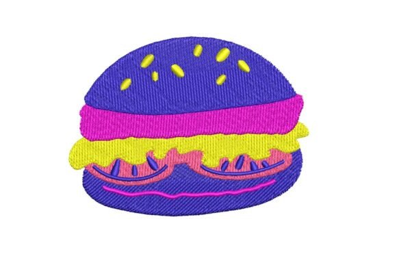 Retro 80s Pop Art Burger Embroidery Design