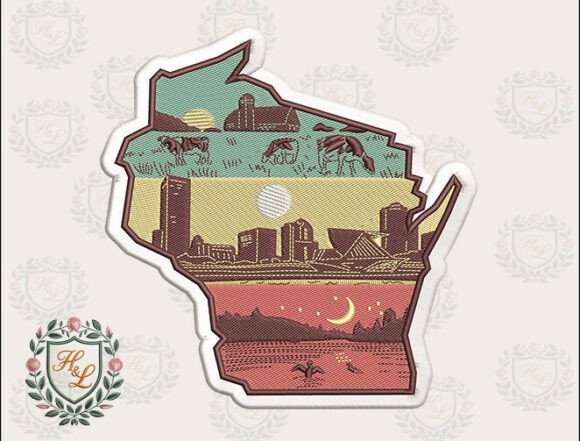 Wisconsin Farm Landscape Embroidery File